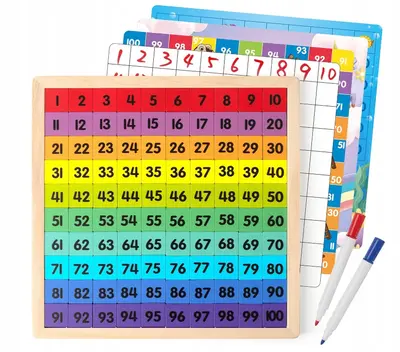 Drewniana tablica 1-100 montessori liczenie gra matematyczna edukacyjna