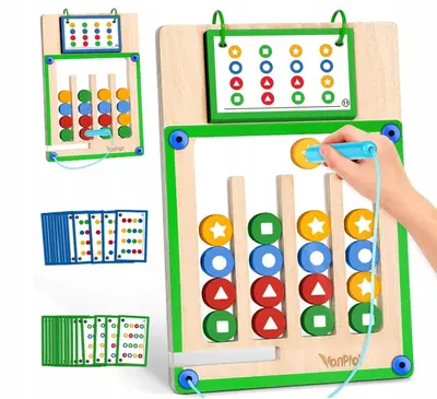 Magnetyczna zabawka montessori labirynt drewniana edukacyjna 3-7 lat